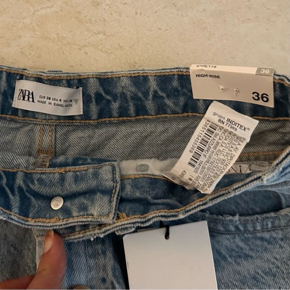 Zara Light Blue Ripped Denim Shorts - Picture 3 of 5